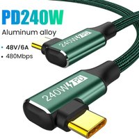 240W Type C Cable 90 Degree Elbow PD Fast Charging Phone Charger Data Cord For Samsung S24 Xiaomi Huawei USB C Quick Charge Wire