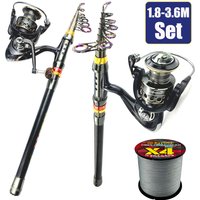 1,8-3,6 m Feeder See stange Combo Carbon Teleskop Spinn rute Rolle Set kurze Reises tange lange Casting Ruten Angelset