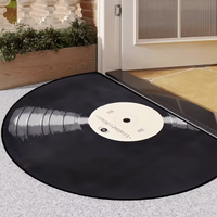 1pc Retro Vinyl Record Half Round Mat Creative Door Mat Entryway Themed Mat Home Decor Nonslip Floor Mat Mat Bedroom Accessories