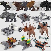 MOC Medieval Castle Orc Soldiers Figures Wolf Chariot Mount Knights King Warrior Elephant Goat Building Blocks Bricks Toys Gifts