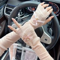 Women Sun Protection Arm Sleeves Gloves Loose Bowknot Wear Resistant Summer Outdoor UV Breathable
