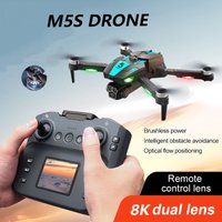 New M5S Drone 8K Professional HD Dual Camera 5G Wifi With Screen Remote Control Optical Flow Obstacle Avoidance Quadcopter