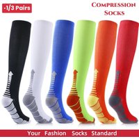 1/3 Pairs Compression Socks Knee High 20-30 Mmhg Fit Medical Edema Diabetes Varicose Veins Running Marathon Sports Socks