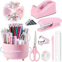 1 Set Desktop Office Stationery Set Stapler Tape Holder Scissors Nail Remover Stationery