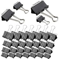 10PCS Metal Paper Clip 19 25 32 41 51mm Foldback Metal Binder Clips Black Grip Clamps Paper Document Office School Stationery