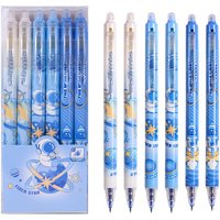 14pcs/set Creative Astronaut Blue Ink Erasable Pens Press-Type Gel Pens 0.5mm Fine Tip Friction Pens Technology Office Supplies