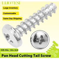 Cross Recessed Pan Head Self-Tapping Cutting Tail Screw 304 Stainless Steel M3 M3.5 M4 BT Phillips Head Tail Cutting Screw