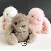 Yupsk Bunny Stuffed Animal Plush Toy Rabbit Fur Keychain Fluffy Soft Fuzzy Accessories Furry Key Chain Cute Rabbit Keychain Gift