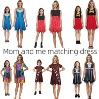 Mum and Me Matching Dress Softest Princess Cosply Dresses Up For Magical Holiday Trip Halloween Party Summer Dress