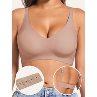 Women's Camisole Bra Top with Removable Pads, Contrast Trim Seamless Crop Top, Button Basic Vest, Soft Breathable Tank Top