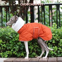 Zimowy pomarańczowy pikowany kołnierz dla psa Płaszcz dla psa Ciepły włoski ogon Regulowany bawełniany Whippet