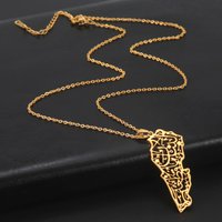 Gold Color Lebanon Map Pendant Necklace 2026 Geography Islamic Country Chain Necklace for Women Men Stainless Steel Jewelry