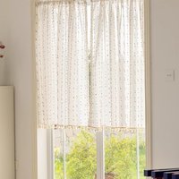 Tassel Edge Rainbow Ball Linen Curtains Suitable for Living Rooms Bedrooms Kitchens Windows Home Daily Decoration 1/2PCS