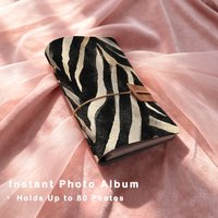 Zebra Stripe Print Photo Album Refillable 6-Ring Binder 80 Slots Instant Picture Portable Memory for Travel Wedding Couple Gift