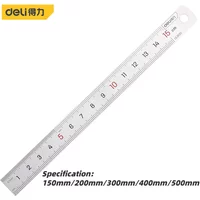 Deli 15-50cm Stainless Steel Metal Straight Ruler Household Gauges Measure Ruler Tool Multifunction Precision Measuring Tools