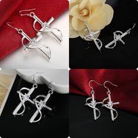 High Quality 925 Sterling Silver Earrings Fashion Jewelry Elegant Woman Crystal Cross Drop Earrings Trendsetter Christmas Gift