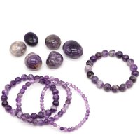 Natural Stone Bracelet Amethyst Crystal Quartz Elastic Cord Jewelry Gems Lovers Woman Yoga Relief Gift 4 6 8 10mm Bead Wholesale