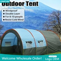 Large Camping Tent 8-10 People Portable Waterproof Tunnel Family Tents Sun Shade 4 Seasons Extra large Canopy Tent for Family