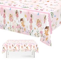130x220cm Fairy Plastic Tablecloth Fairy Disposable Party Table Cover For Birthday Party Decorations Pink Rectangle Table Cloth