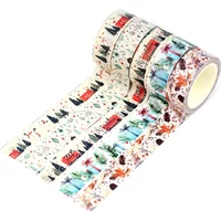 NEW 1X 10M Deco Christmas Gingerbread Man Pinecone Lollipop Washi Tape Set for Scrapbooking Masking Tape Cute Journal Stationery