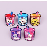 5pcs/set Cute Tea Enamel Pin Set Cartoon Anime Brooch For Coat Women's Brooches Fashion Lapel Badges Jewelry Gift for Friends