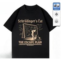 Cat Quantum Mechanics Physics Scientific Research Creative Short Sleeve Cotton Printed T-Shirt Boys and Girls General Top