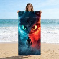 How To Train Your Dragon Inspired Toothless Red Blue Smoke Beach Towel Microfiber Quick Dry Bath Towel for Beach Pool Camping