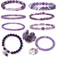 Exquisite Natural Amethyst Bracelet Gems Quartz Purple Crystal Stone Bracelet Women Jewelry Male Bangle Stretch Cure Relief