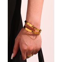 Gold Color Silver Chain Bracelet for Women 18K Gold-plated 316 Stainless Steel Round Hand Bangle Female Waterproof Jewelry