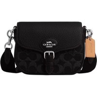 COACH Amelia Denim With Soft Pebble Texture Leather Crossbody Bags Small Women's Black & Silver CQ187-SVBK