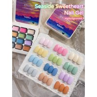 12-Color Seaside Sweetheart Solid Gel Nail Polish Semi-Permanent Nail Art with UV LED Gel, Christmas Nail Art Gift, Nail Salon