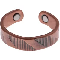 Retro Geometric Cut Textured Copper Open Ring for Men and Women To Treat Joint Pain and Healthy Jewelry