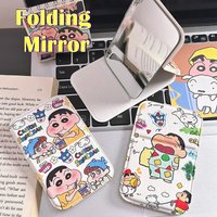 New Crayon Shin-chan Nohara Shinnosuke Nohara Shiro Cartoon Cute Anime Peripheral Folding Mirror Portable Makeup Mirror Toy Gift