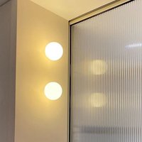 Glass Ball Lamp Modern Milky White Glass Wall Lamps for Bedroom Living Room Sofa Background Concealed Base Bathroom Wall Light