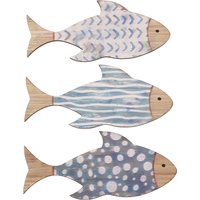 3pcs Wooden Fish Wall Decor - Nautical Beach Wall Art Coastal Theme Fish Sculpture Hanging Decorations For Bathroom Lake House