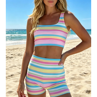 Drunk Sugar Rainbow Striped Cami 2 Piece Set Retro Fresh Minimalist Sleeveless Matching Outfit 2026 Summer Women Casual Suit