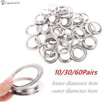 10/30/60Pairs 4cm Round Hole Silver Metal Rings For Curtain Grommet Top Room Decor Hanging Curtain Metal Eyelets Accessories