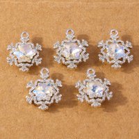 10pcs 17*20mm Sparking Crystal CZ Snowflake Charms Pendants for Jewelry Making DIY Earrings Necklace Accessories Supplies