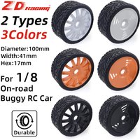 ZD Racing 100mm Rubber Tyres Wheels 17mm Hex for Redcat HSP HPI Kyosho Hobao Team Losi Carson 1/8 Buggy On-road RC Car