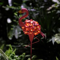 Outdoor Solar Powered Flamingo Stake Lights, Metal Flamingo Decorative Lights, Weatherproof Pink Flamingo