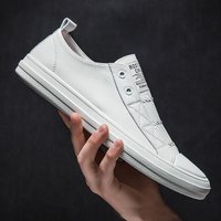 100% Genuine Leather Black White Shoes Men Casual Shoes Soft Flat Brand Cow Leather Cool Street Young Male Footwear D237