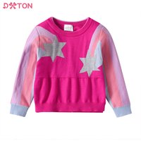 DXTON Kinder Pullover für Herbst Winter Mädchen Red Star Gestreiften Pullover Strickwaren Kinder Stricken Pullover Tops Kinder Kleidung
