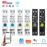 RMshebei WiFi Electric Consumption Meter Smart Life Smart Circuit Breaker 1P+N Voltage Relay 220V 63A Tuya Solar Panel Metering