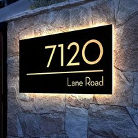 Custom LED House Number Sign Backlit Crystal Base Luminous Acrylic Logo Sign Home Entrance Door Plate for Villa Apartment Decor
