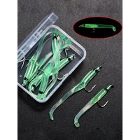 Topranc 6Pcs/Box Night Fish-Attracting Soft Bait, Simulated Small Eel Soft Lure with Hook