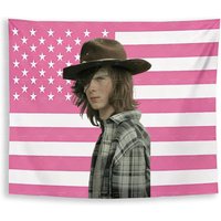 The W-Walking D-Dead C-Carl Pink American Flag Tapestry - for Bedroom Dorm Home Decor TV Show Fans Gift