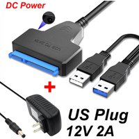 USB 3.0 TYPE-C 3.1 TO SATA Adapter 6 Gbps 2.0 2.5 External HDD SSD Hard Drive 7+15/22 Pin III Cable For PC Phone Laptop+Dc Power