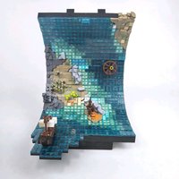 1234PCS Rolling Bar Sea Surface, Complete Set of Ocean MOC Building Blocks, Assembled 3D Ornament Toys Finished Size 19 * 27 * 2