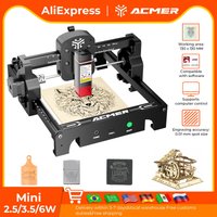 ACMER Mini 2,5/3,5/6W Lasergravur- und Schneidemaschine Hochpräzise tragbare CNC-Holzbearbeitungswerkzeuge für Sperrholz und Acryl