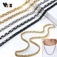 Vnox 4mm Square Byzantine Chain Necklace for Men Stainless Steel Punk Rock Male Jewelry 24"